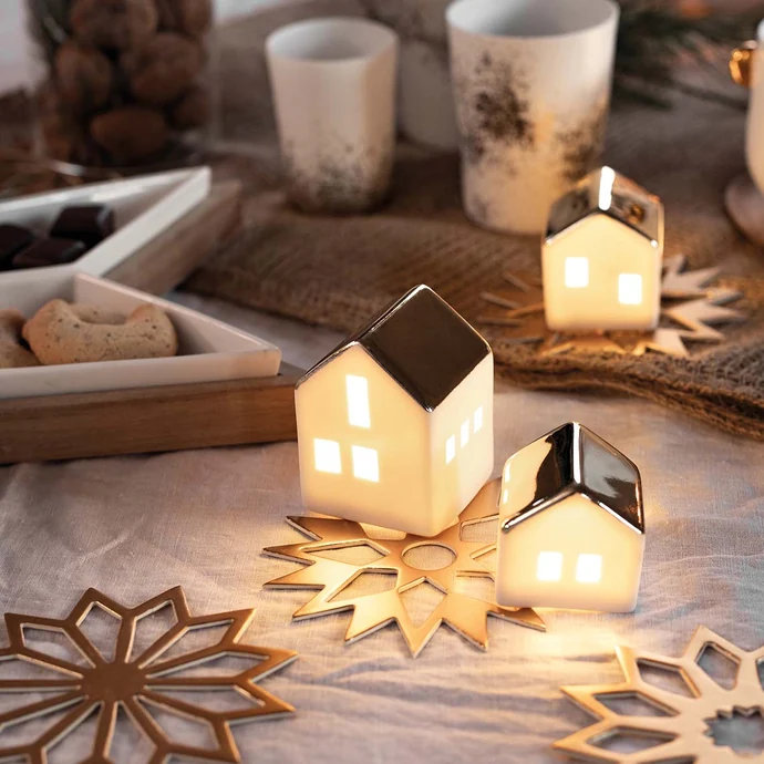 Porcelánová mini LED lucerna Small House