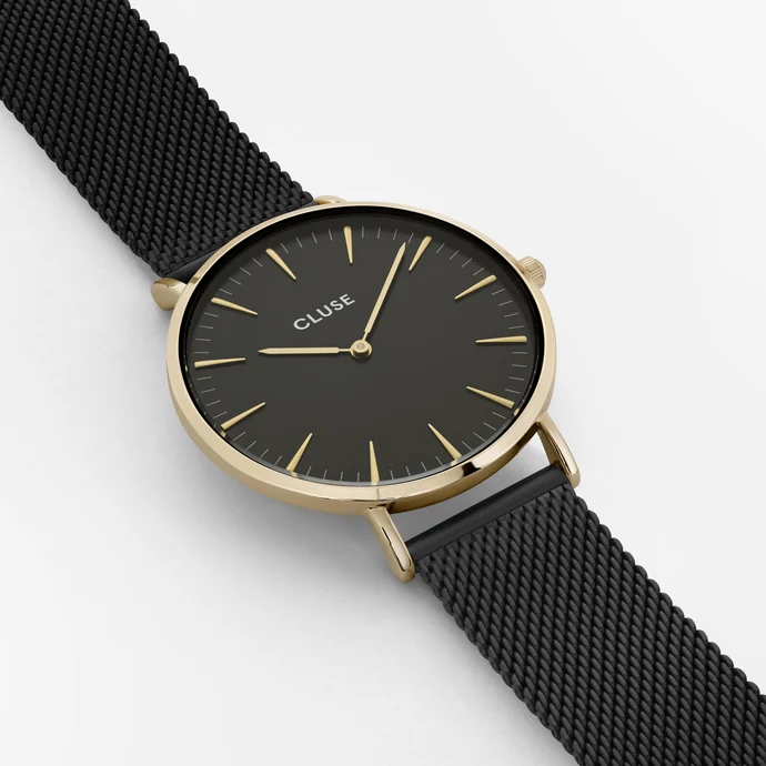 Hodinky Cluse La Bohème Mesh Gold Black/Black