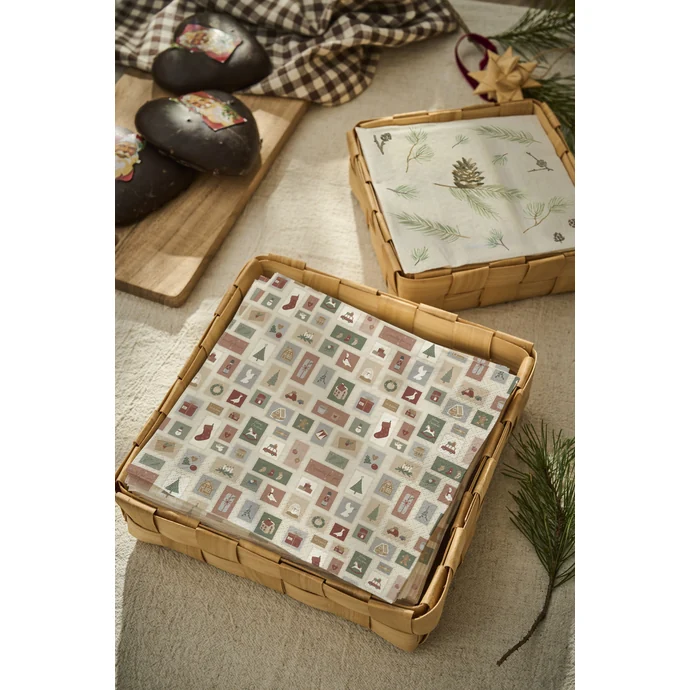 Dřevěný košík Square Braided Chip Wood - set 2 ks