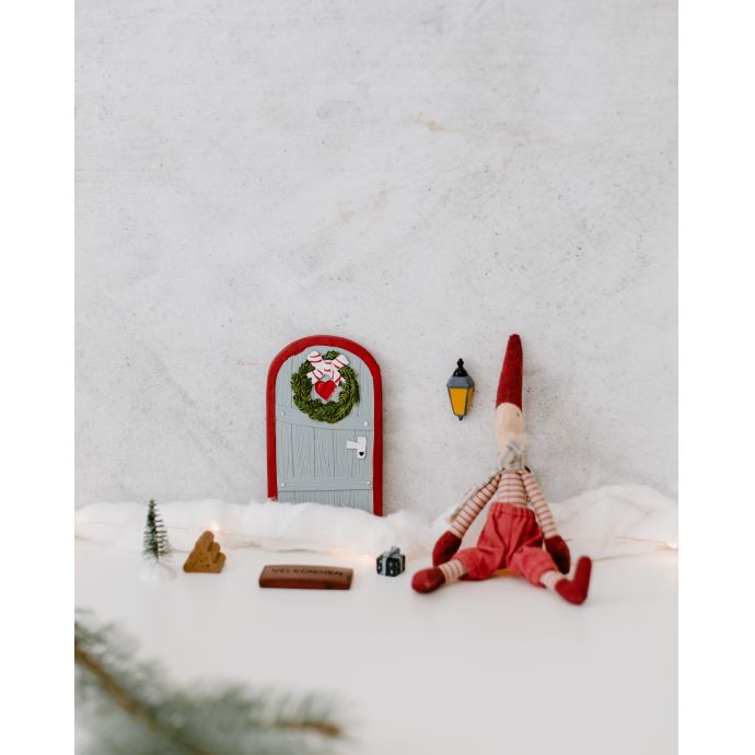 Dekorativní dvířka pro vánoční skřítky Nisse Door Grey - set 6 ks