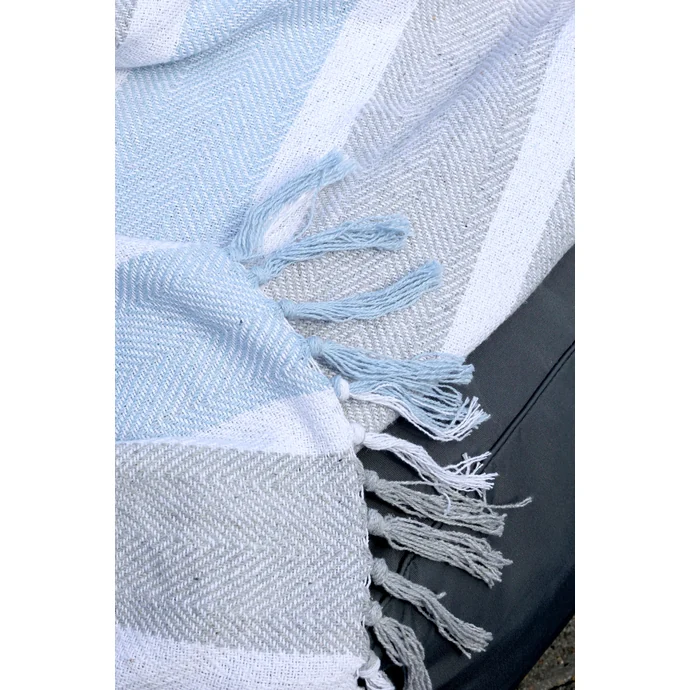 Přehoz z recyklované bavlny Aix French grey / Sky blue130 x 150 cm