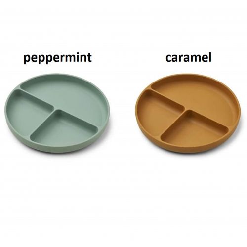 Silikonový talíř s přihrádkami Harvey Peppermint/Caramel 21 cm - set 2ks