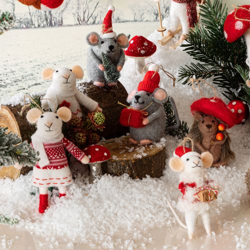 Plstěná vánoční ozdoba Mouse in Jumper