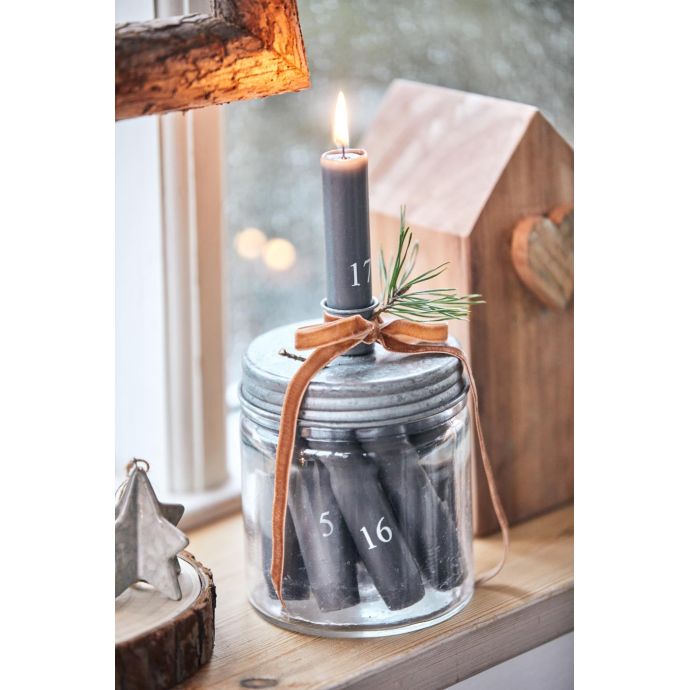 Adventní svíčky 1-24 Grey/White