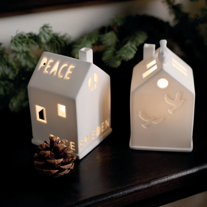 Porcelánový svícen domeček Peace