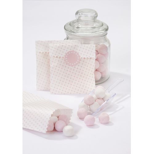 Papírové mini sáčky s nálepkami Dot Pink - set 10 ks