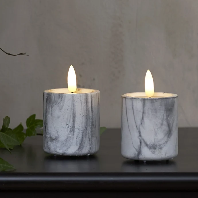 Svíčka LED Flamme Marble Grey