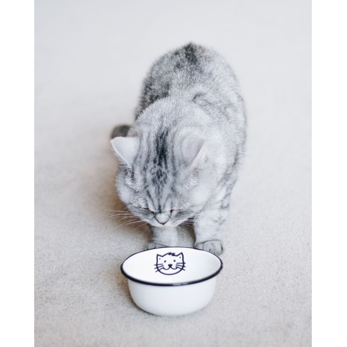 Menší smaltovaná miska Cat