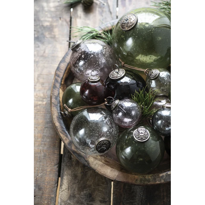 Vánoční baňka Pebbled Glass Olive 9,5cm
