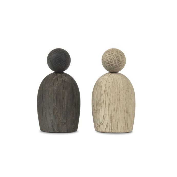 Dřevěný ptáček Natural and Smoked Oak Wood - Set 2 ks