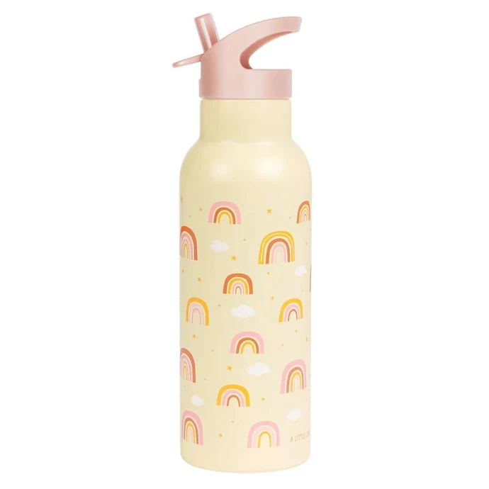 Nerezová lahev na pití s brčkem Rainbows 500 ml