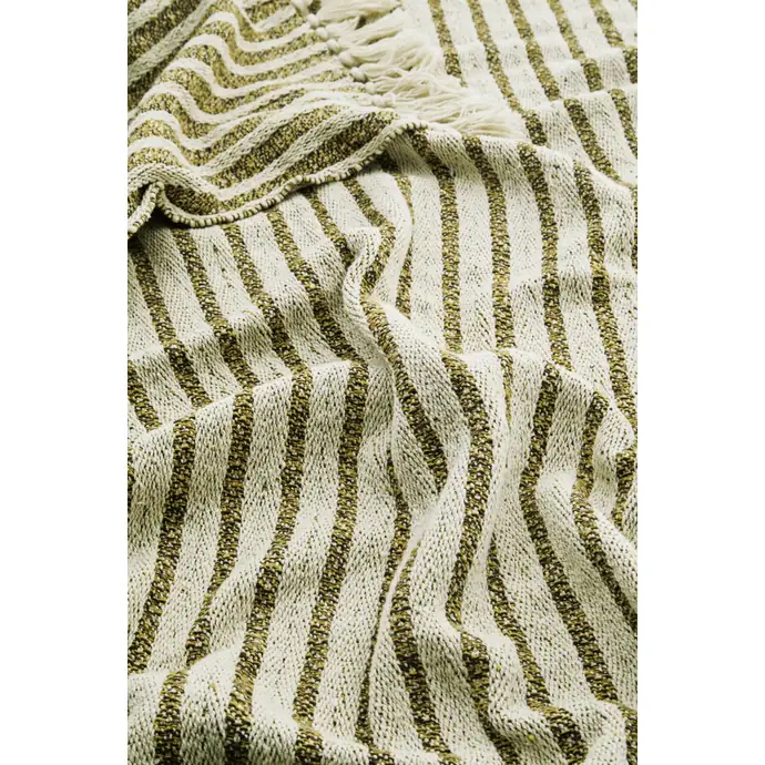 Přehoz z recyklované bavlny Mustard/Brown 125 x 175 cm