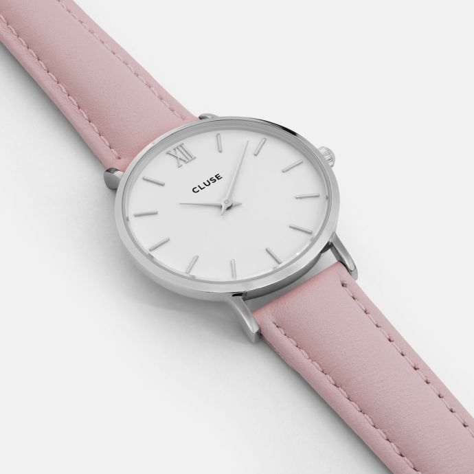 Hodinky Cluse Minuit Silver white/pink