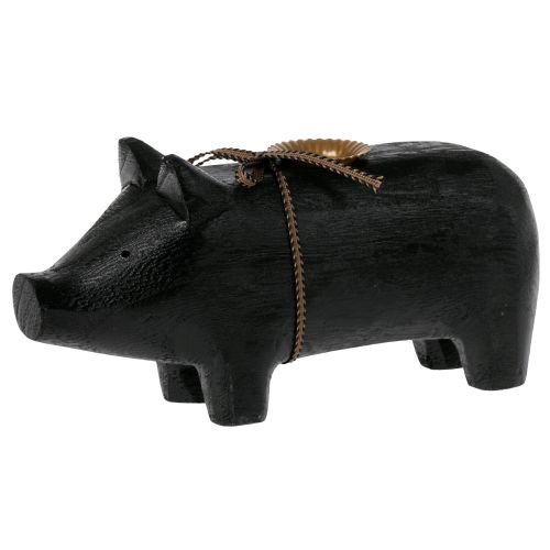 Svícen Wooden Pig Black - Medium