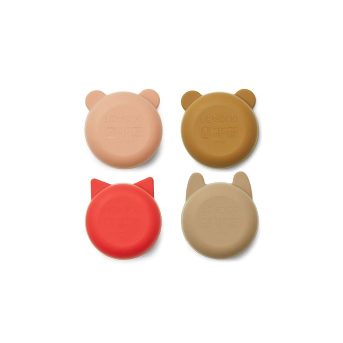 Silikonová mistička Malene Apple red/Rose - set 4 ks