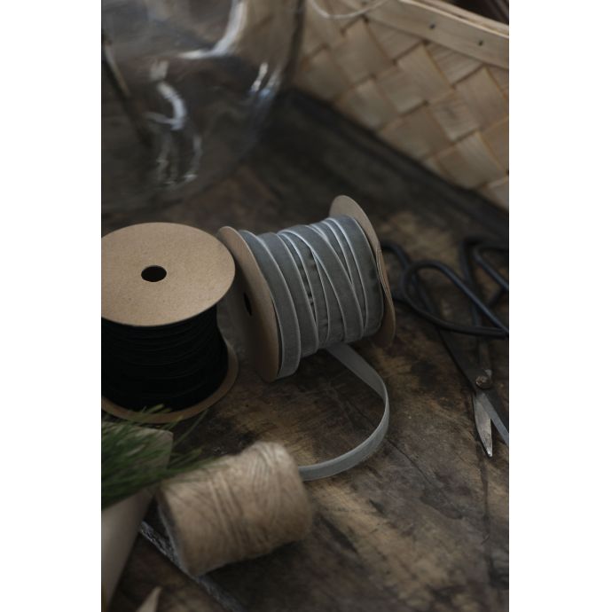 Sametová stuha na špulce Grey - 10m