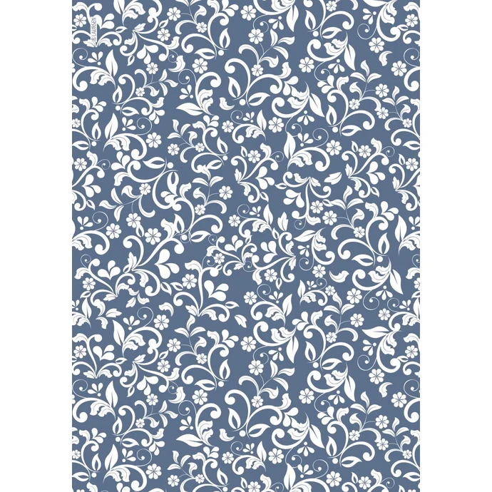 Balicí papír Flower pattern Blue - 10 m (široký)
