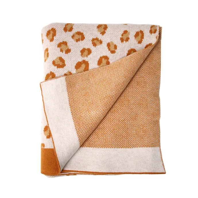 Dětská pletená deka z organické bavlny Brown Leopard