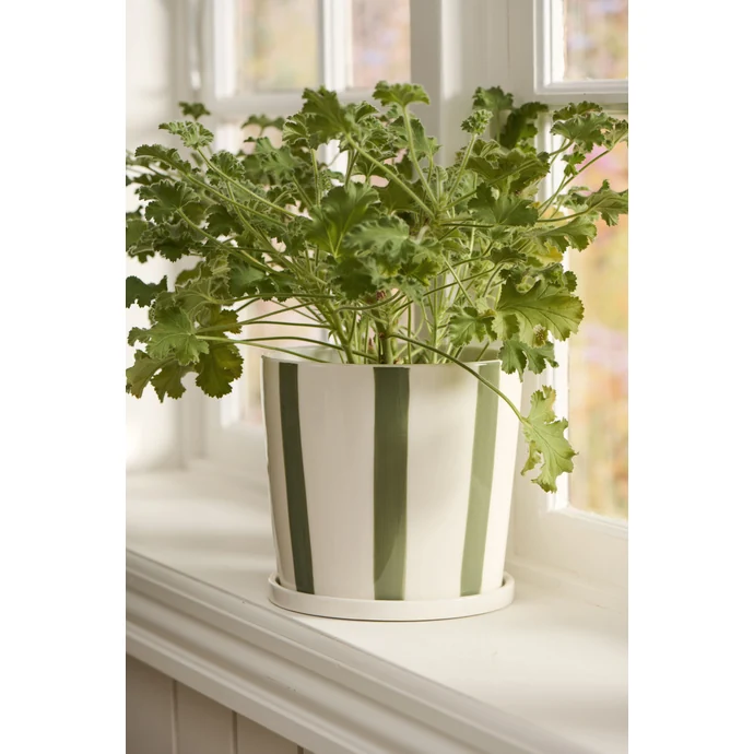 Keramický obal na květiny Palermo Green Stripes Ø 16 cm