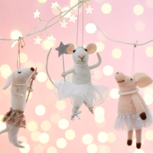 Plstěná vánoční ozdoba Fairy Mouse