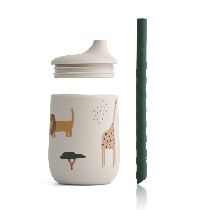 Silikonová lahev s brčkem Ellis Sippy Safari/Sandy Mix 320ml