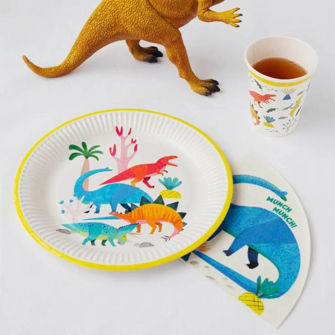 Dětské papírové nádobí Dinosaur Plates 8 ks