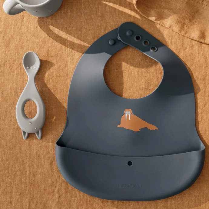 Silikonový bryndák s kapsou Ember Arctic Sea – set 2 ks