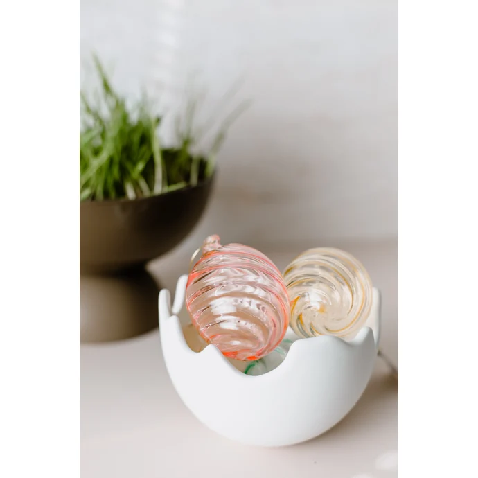 Skleněné dekorativní vajíčko Swirl Wide Pale Pink