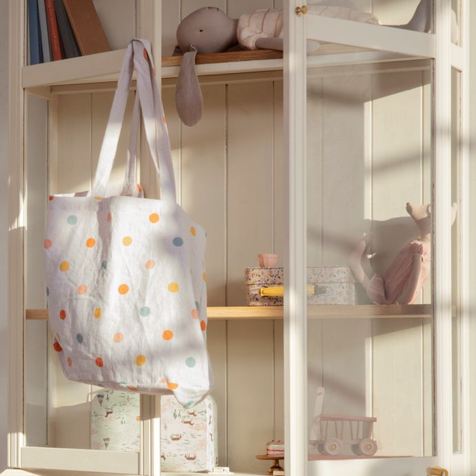Lněná taška Tote Multi Dots - small