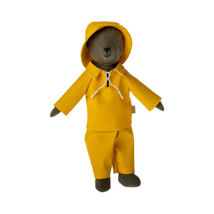 Pláštěnka a kalhoty pro medvídka Maileg Teddy Dad Yellow