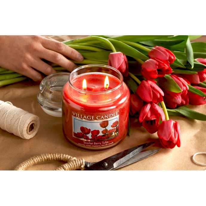 Svíčka ve skle Scarlet berry tulip - střední