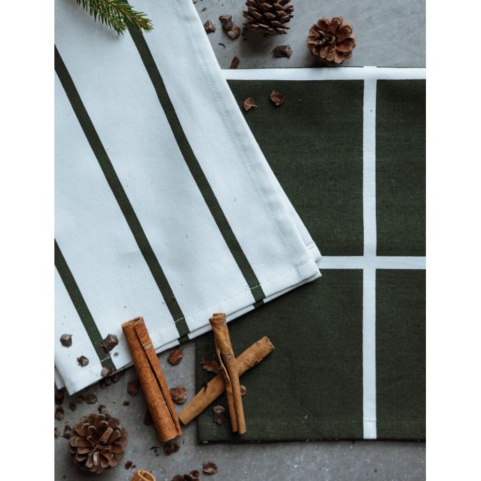 Bavlněná utěrka Green Checkerd