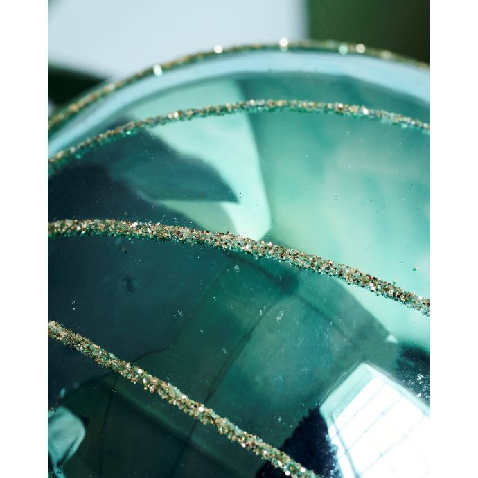 Skleněná vánoční ozdoba Lines Turquoise 8cm