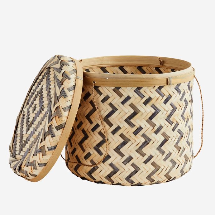Bambusový košík Bamboo Boxes Natural & Grey