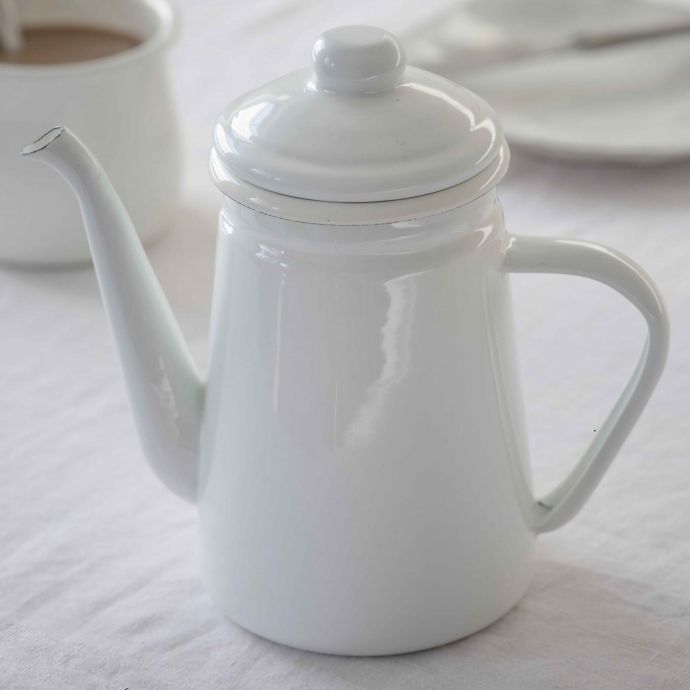 Smaltovaná konvička Warm White 1 l