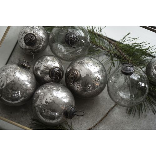 Vánoční baňka Pebbled Silver 9,5cm