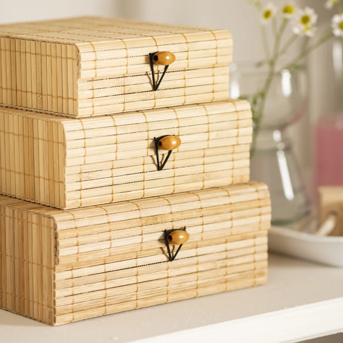 Bambusový úložný box – set 3 ks