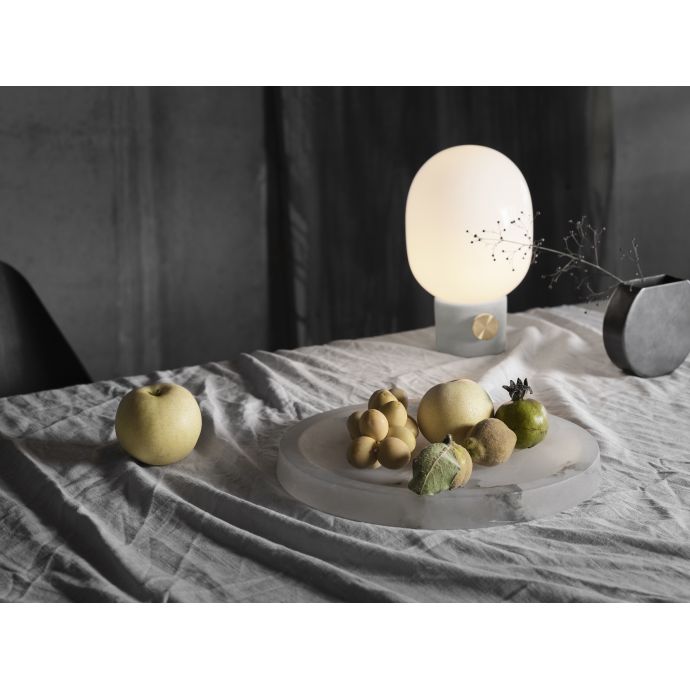 Stmívatelná stolní lampa JWDA Concrete Light Grey/Brass