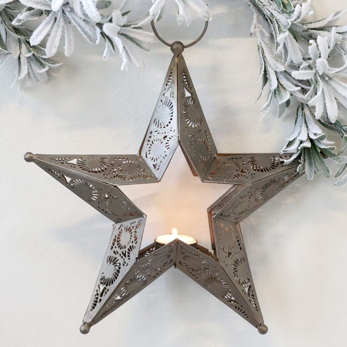Závěsný kovový svícen Star Antique Brass 28,5 cm