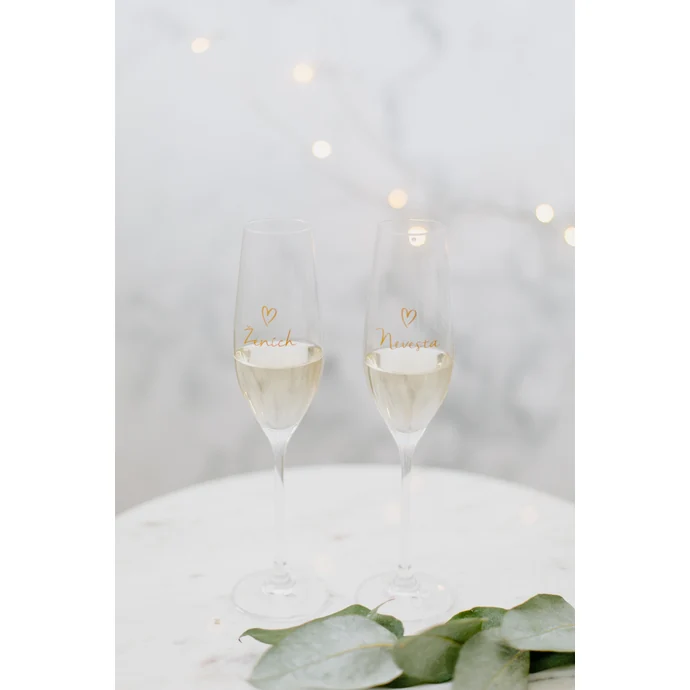 Sklenice na sekt Ženích a nevesta – set 2 ks SK