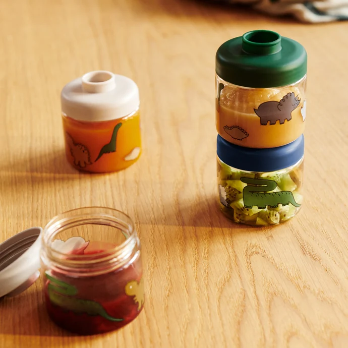 Úložné dózy na dětskou výživu Dominique Dinosaurus – 4 x 100 ml