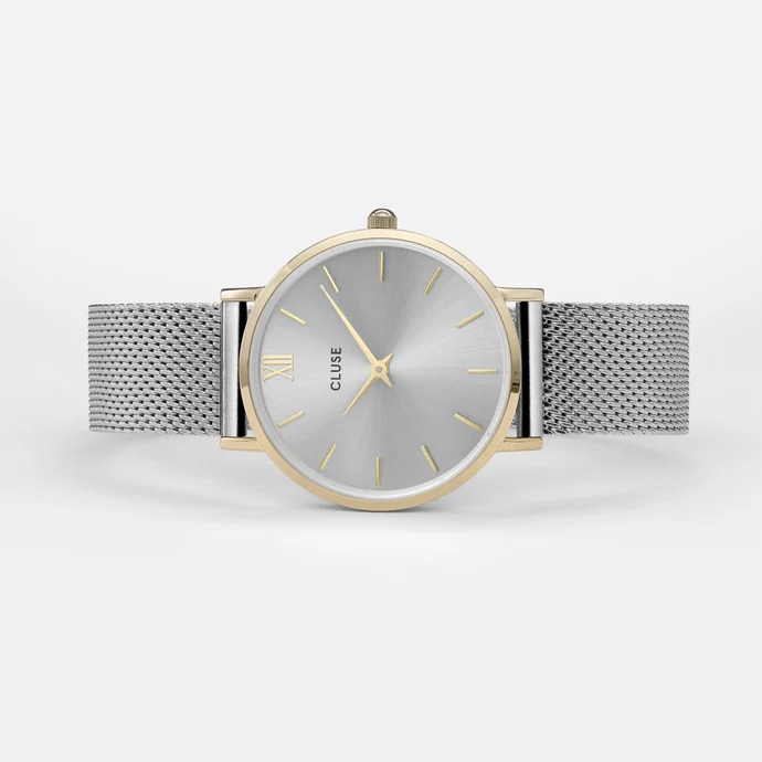 Hodinky Cluse Minuit Mesh gold/silver