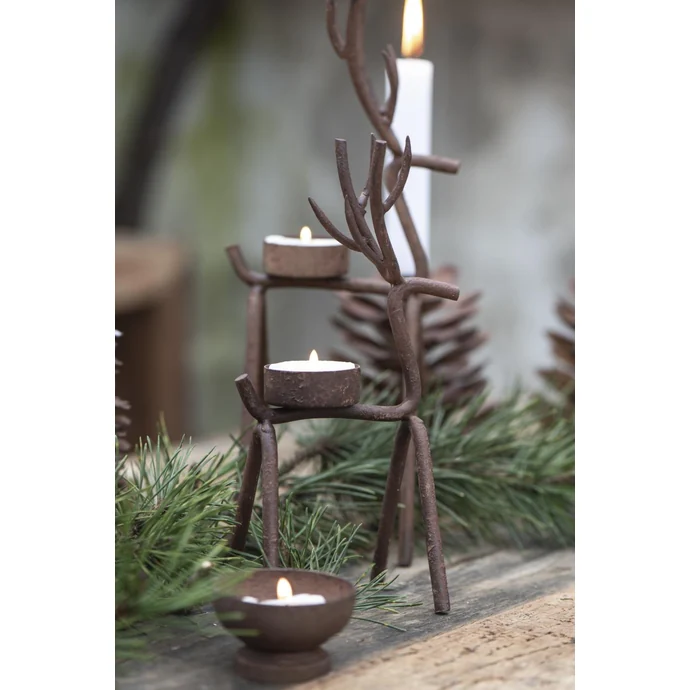Svícen na čajovou svíčku Rust Reindeer 22 cm