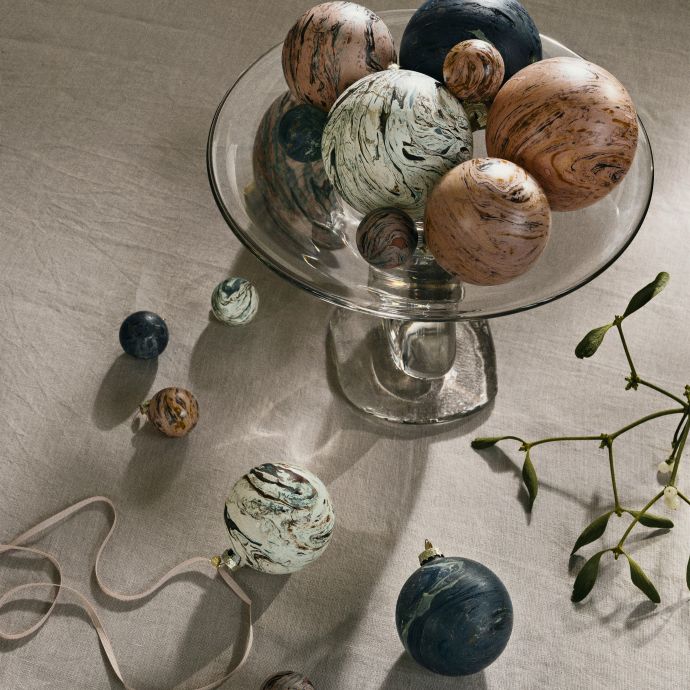 Skleněná vánoční ozdoba Marble 8 cm - set 4 ks