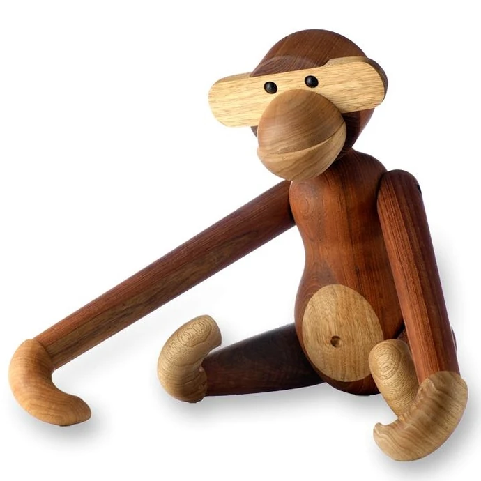 Dřevěná opička Monkey Small Teak Limba Wood 20 cm