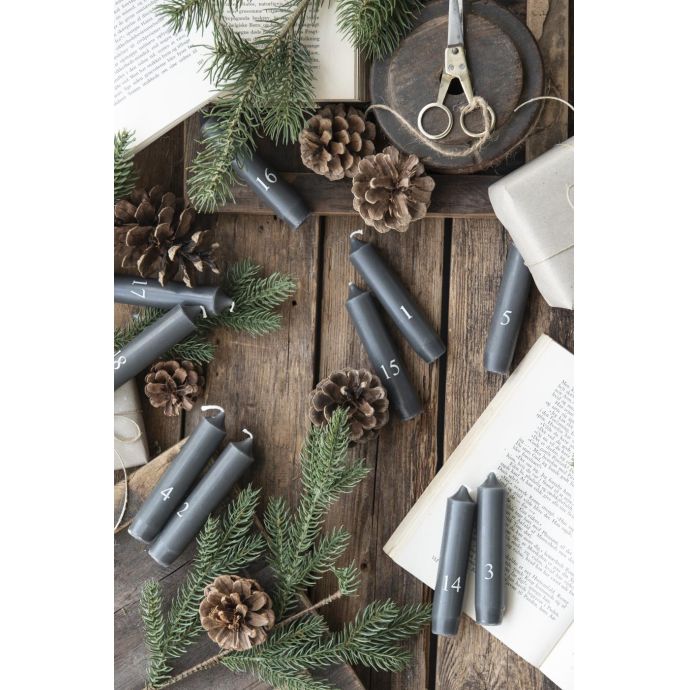 Adventní svíčky 1-24 Grey/White