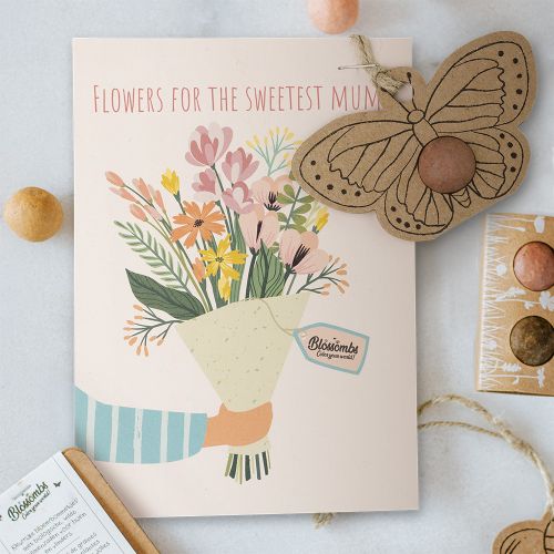 Semínka divokých květin Butterfly Mother's day + pohlednice