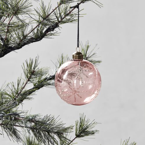 Skleněná vánoční ozdoba Star Pink 8 cm