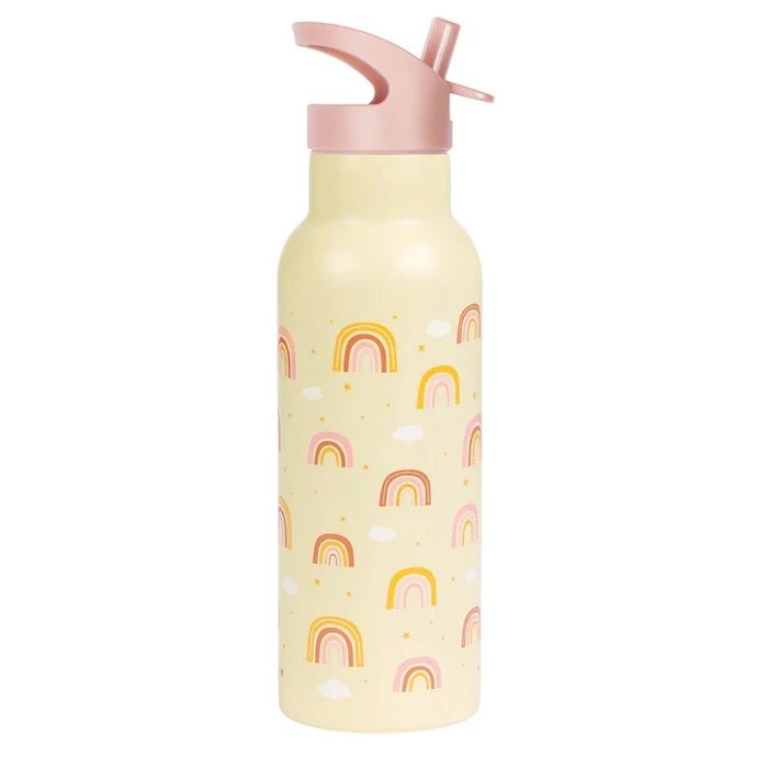 Nerezová lahev na pití s brčkem Rainbows 500 ml