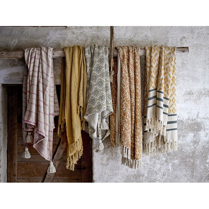Bavlněný přehoz Yellow Recycled Cotton 160×130 cm